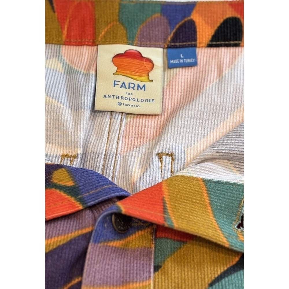 Farm Rio Kiki Multi Color Corduroy Button Up Mini Skirt Size Large - Picture 5 of 8